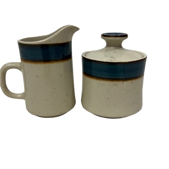 Sango Rainbow Stoneware 652 Mariana China Creamer Sugar Bowl Japan 1970s Style - Picture 1 of 4